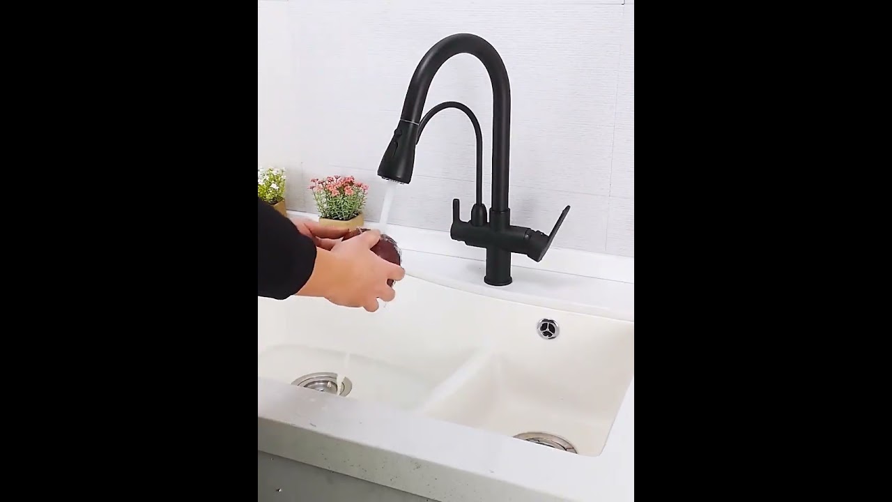 Robinet de cuisine à eau de purification noir 360 ° Robinets d'eau à filtre