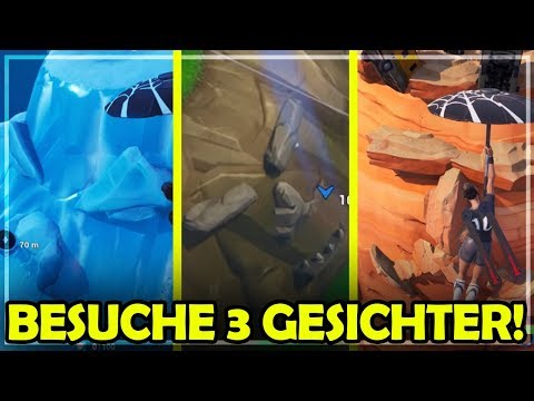 besuche ein riesiges gesicht in der wuste dschungel und im schnee fortnite season - fortnite gesichter