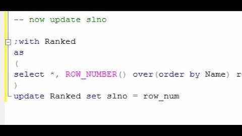 How to Update serial number for existing table using sql query