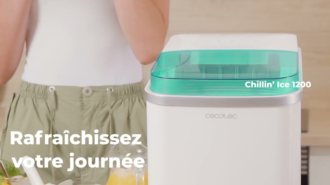 Cecotec Machine à Glaçons Chillin' Ice 1200 - 12 Kg/Jour, Écran Tactile, Auto-Nettoyage