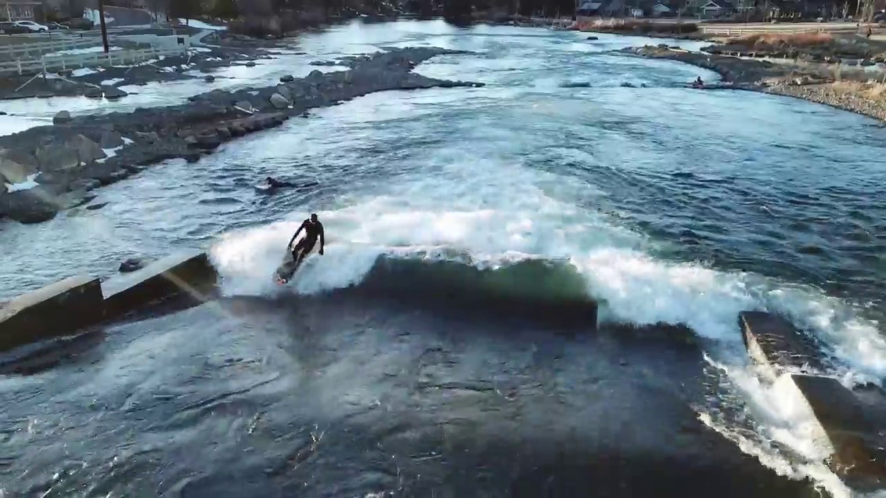 Bend Oregon River Surfing Winter 2018 YouTube