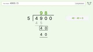 Long Division Problem 4900/5: Step-by-Step Video Solution