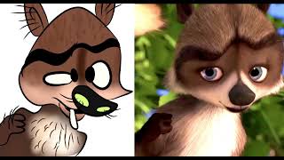 over the hedge clips drawing meme - Get the food 2006 - RJ  Verne and hammy funny moments - drawing