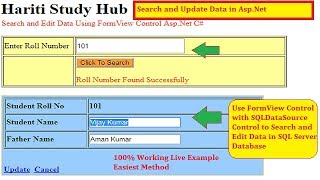 Search and Update Data Using FormView Control in Asp.Net C# | Hindi | Online Training