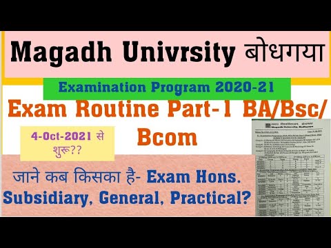 Magadh Univrsity बोधगया Part-1 Exam Routine 2021 Hons./Subsidiary/General/ जाने आपका कब है Exam.
