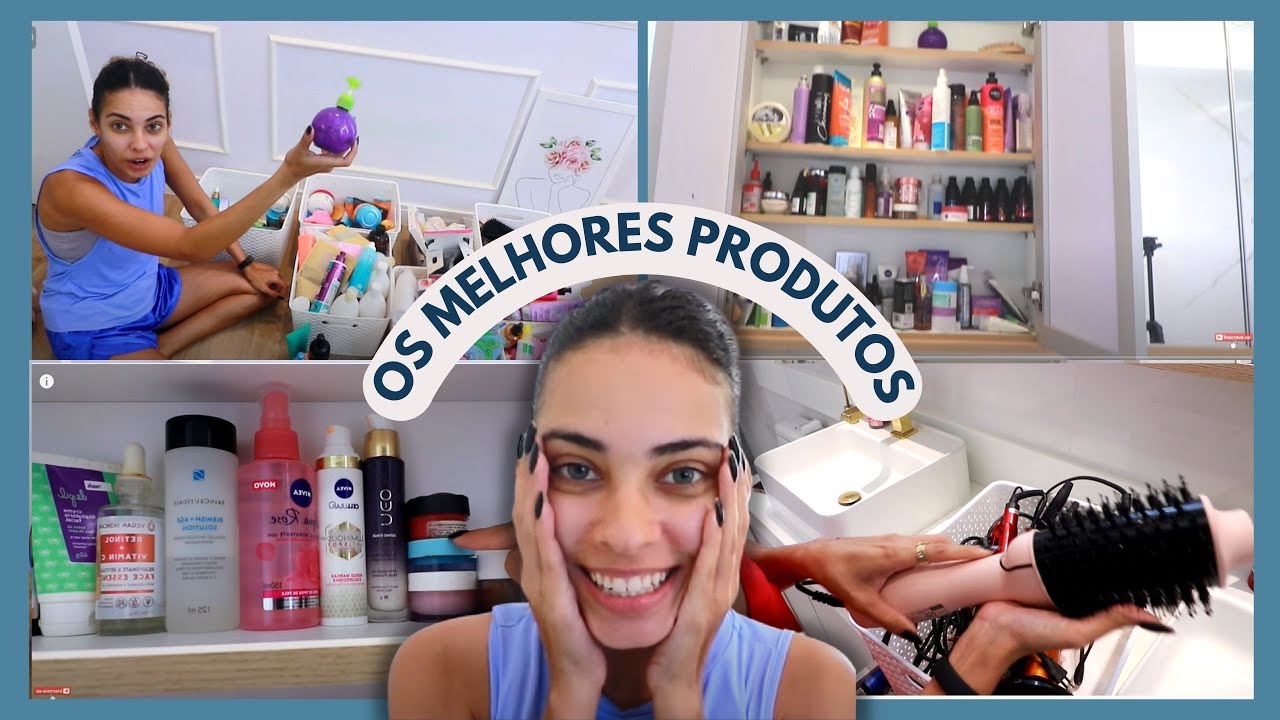 FIZ A LIMPA: Organizando o Banheiro + tour pelos meus produtos de cabelo mais amados