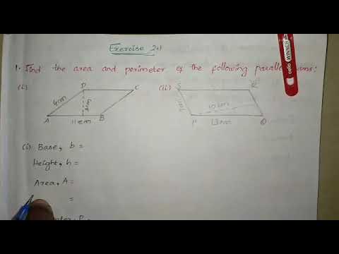 Exercise 2.1/ 1. Find the area and perimeter of the following parallelogram