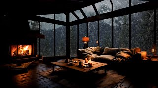 Cozy Bedroom Atmosphere with Gentle Rain and Fire Sound For Relax , Deep Sleep