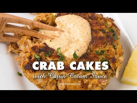 Crab Cakes with Creamy Cajun Sauce - Recipe from Chili Pepper Madness