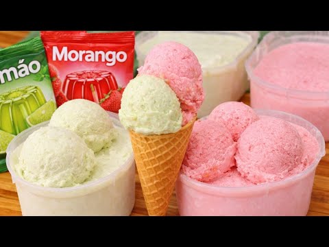 O SORVETE MAIS BARATO DO YOUTUBE 😍 RENDE 3 LITROS - FEITO DE GELATINA - MUITO CREMOSO E SUPER FÁCIL