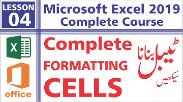 Formatting cells  | Microsoft Excel 2019 | MS Excel Complete Course  - Class 4 | Urdu/Hindi