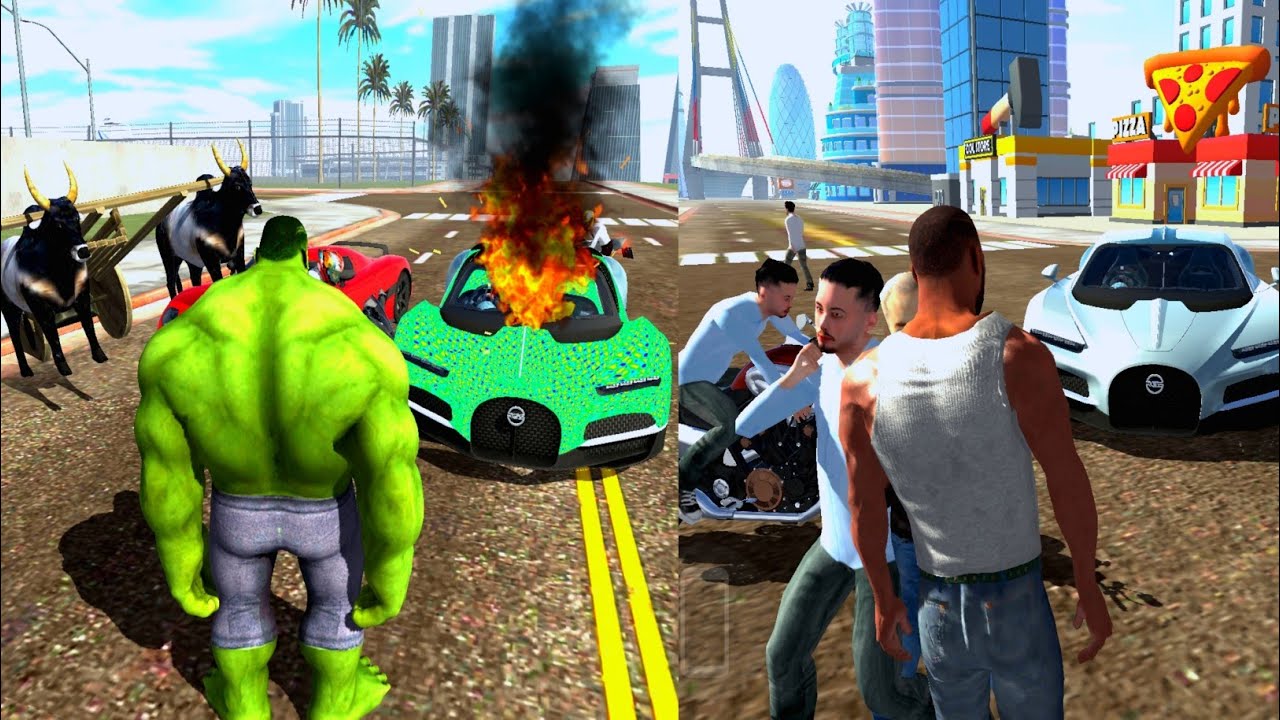 Hulk Smashes Franklin's New Car Bugatti Chiron 😂 Funny Gameplay | Indian Bikes Driving 3D 