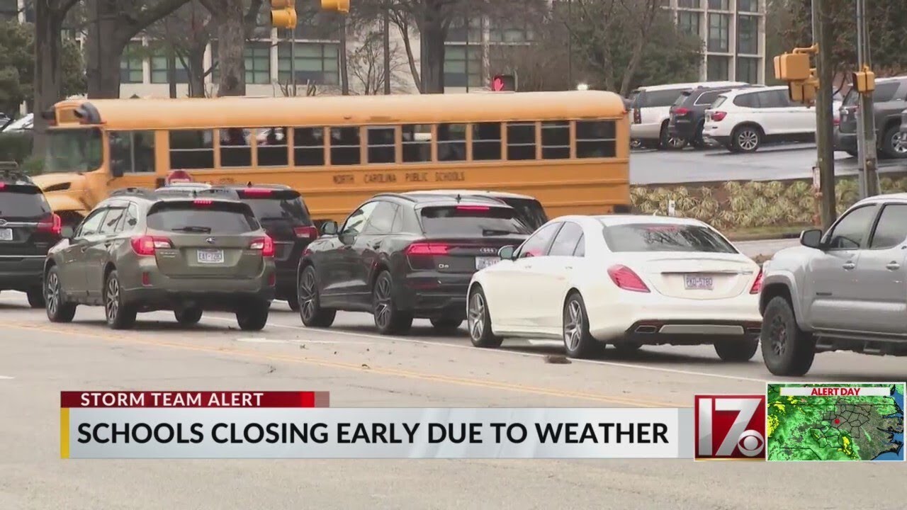 Schools across the Triangle closing early due to severe weather - YouTube