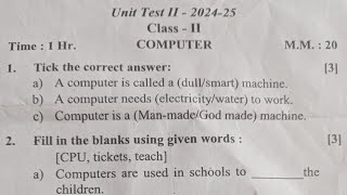 Class 2 Computer Unit Test 2nd Questions Paper (Answer Analysis)