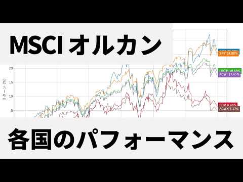 MSCIオルカン 各国のパフォーマンス（2024年末まで）