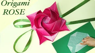 Origami ROSE (Kawasaki rose) REALLY EASY origami rose tutorial. Gift wrapping ideas.