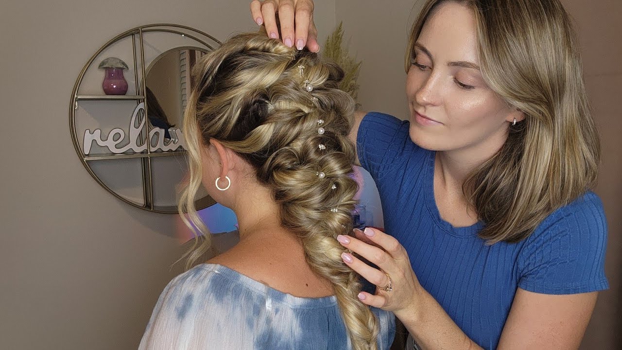 ASMR Perfectionist Mermaid Braid Bridesmaid Hairstyle With Make Up Look - Delicate Finishing Touches