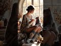 Warm &amp; Dreamy Winter Cottage Ambience ❄️✨ AI Aesthetic Woman and Cat #shorts #fantasyart #winter
