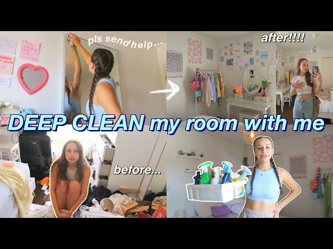 DEEP CLEAN MY MESSY ROOM WITH ME!! (this will motivate you.. lol)