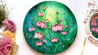 peonies abstract acrylic painting paint beginners easy using