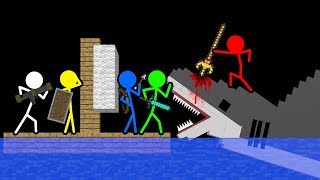 Stickman VS Minecraft: Shark Bite Survival - AVM Shorts Animation