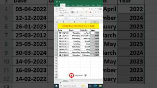 Extract Days Months Years from Date in Excel #shorts