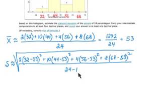 Approximating standard deviation of a data set given a histogram, Elementary Statistics in ALEKS