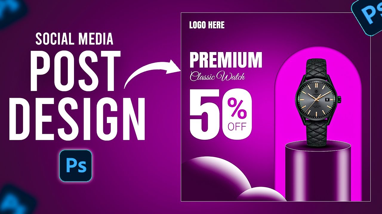 Design Stunning Social Media Posts in Photoshop | Complete Beginner Step-by-Step Tutorial