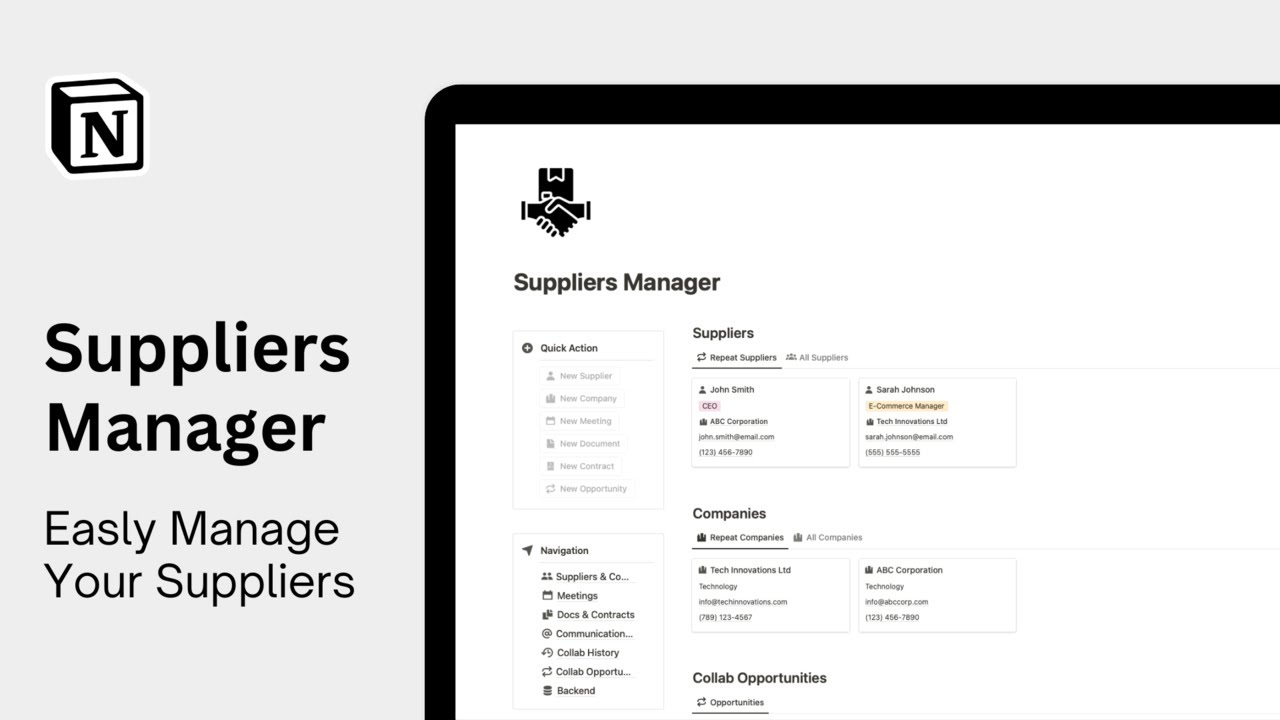 Streamline Your Supply Chain with Our Suppliers Manager Template - YouTube