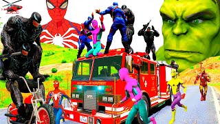 Siêu Nhân Người Nhện Đi Ô Tô Cứu Hỏa Chạm Trán Quái Vật Venom, GTA V Spiderman Cars 2 ||| tmphuong