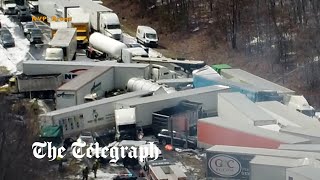 video: Watch: Snowstorm causes deadly 50-car pileup on Pennsylvania motorway