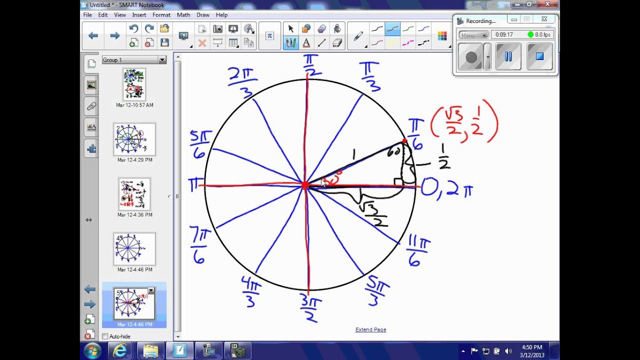 4Unit circle, 306090, sin is y, cos is x YouTube