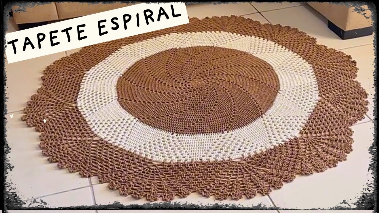 Tapete Redondo Espiral em Crochê Para Iniciante / Tamanho 1,44 cm #tapetedecroche #produçãodecroche