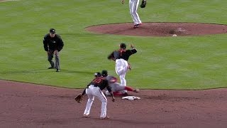 BOS@BAL: Gonzalez gets grounder to start double play