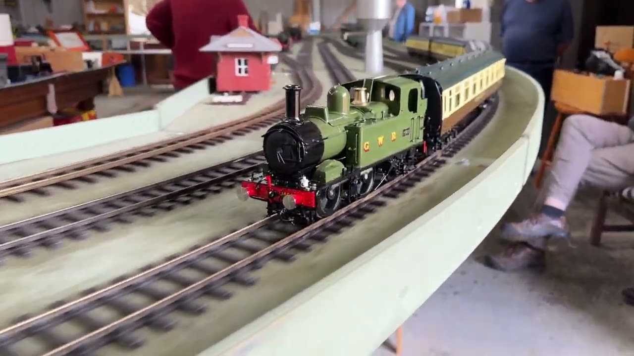 Live steam locomotives running on our 45mm + 32mm tracks at home May 25