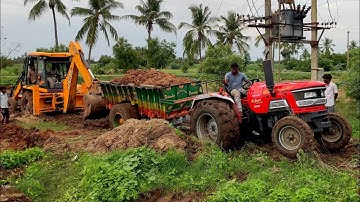 Amazing stunt Mahindra Arjun 555 tractor full loading Mud|3DX JCB Machine |CFV