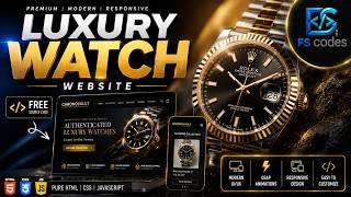 Luxury Watch Website Using HTML CSS JavaScript | Free Source Code | Responsive GSAP UI.