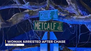 Woman arrested after vehicle pursuit ends in crash, authorities say