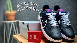 air force 1 react black red blue