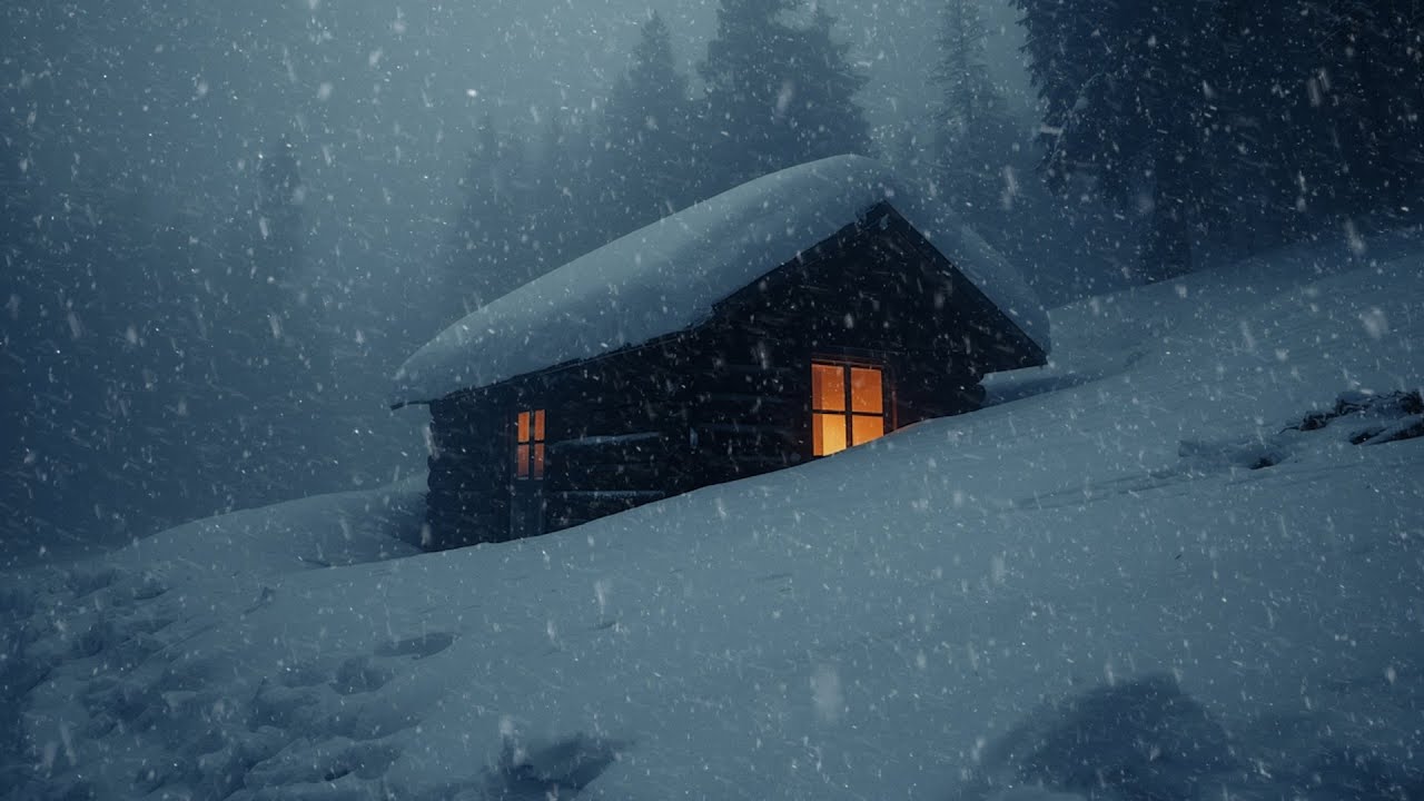 Cozy Cabin in a Snowstorm ┇ Blizzard Sounds for Sleeping, Relaxing ...