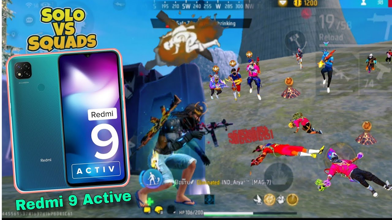 (Redmi 9 Active) ⚡ Free Fire Gameplay Test 🥰 And Best 📲 Mobile Solo BR Rank Push Handcam 