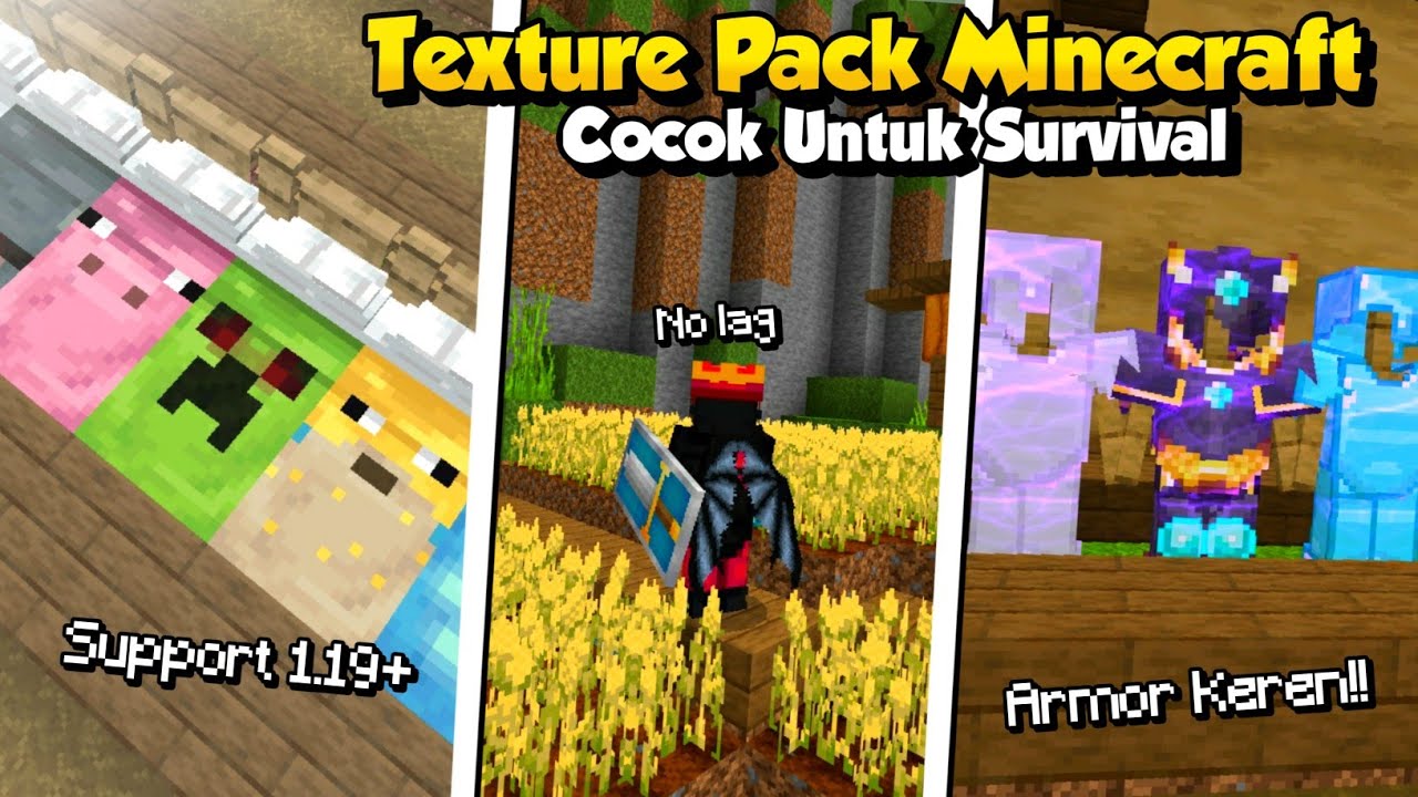 TEXTURE PACK YANG COCOK UNTUK SURVIVAL MCPE 1.19 || Texture Mcpe Ringan ...
