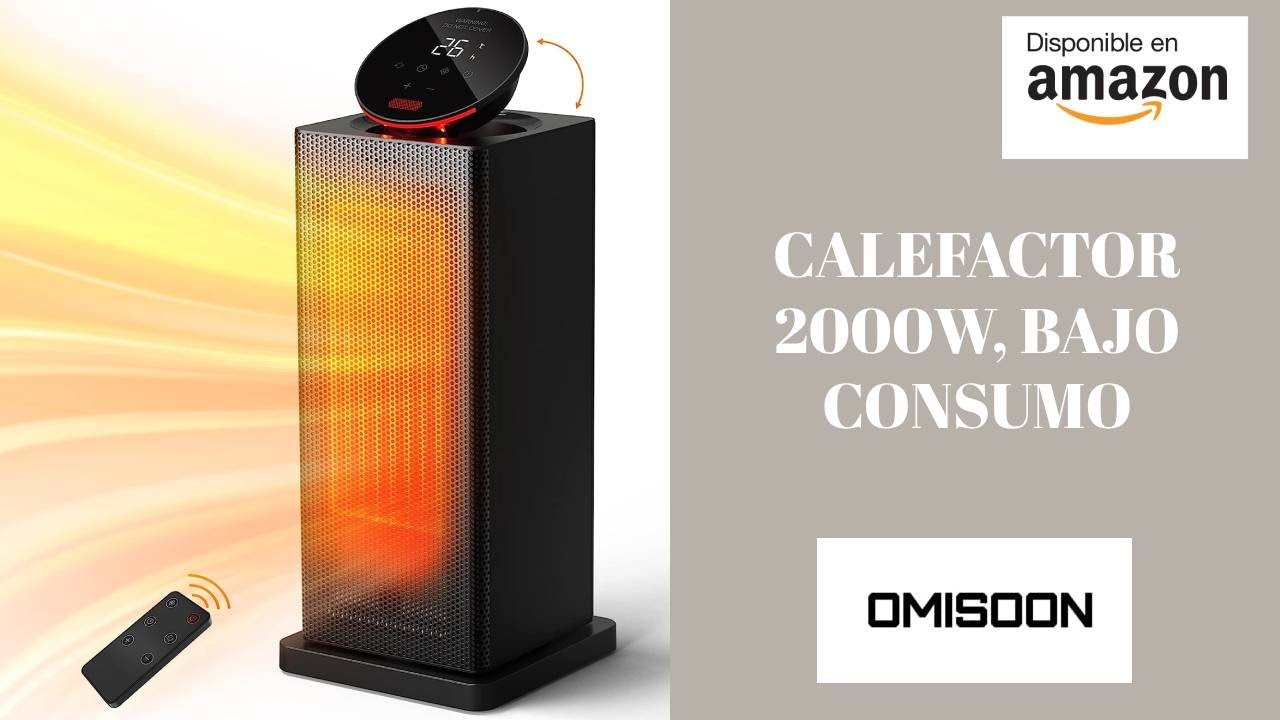Omisoon calefactor 2000W. Bajo Consumo, 90 ° Oscilación,  Temporizador 24H, Control Remoto 