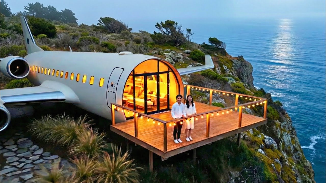 This Couple Turned an Abandoned Airplane Into a Cozy Modern Cliffside Home (ASMR)