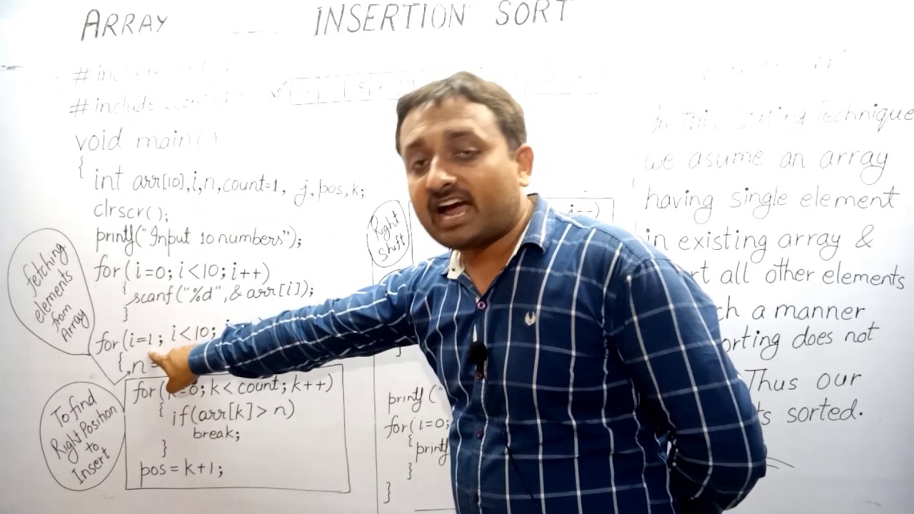 ARRAY in C Topic 5D Insertion Sort - YouTube