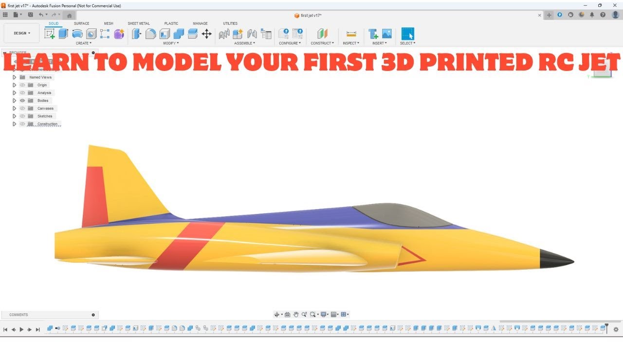 Best way to design your first RC 3D printed jet in Fusion 360/CAD - YouTube