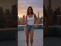 Golden Hour Rooftop Dance | Summer Vibes in White Tank &amp; Denim Shorts