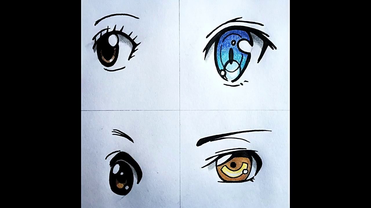 How to draw eyes(4 different ways) - YouTube