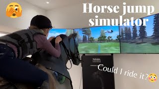 Trying out a show jumping horse simulator
