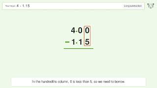 Long Subtraction Problem 4-1.15: Step-by-Step Video Solution